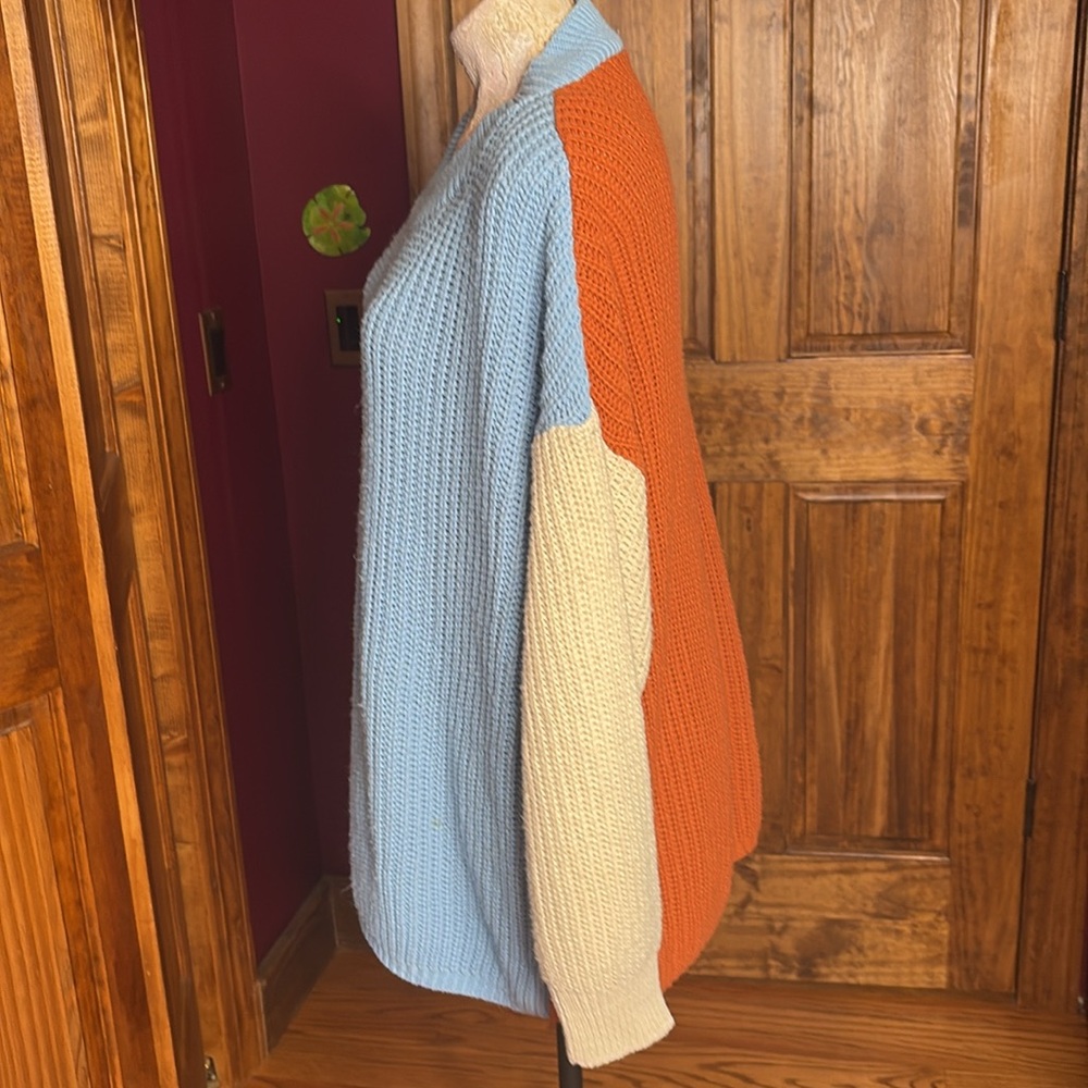 Pretty Little Thing Color Block Sweater Dress | baby blue m, cayenne, creme sz S - Picture 6 of 11
